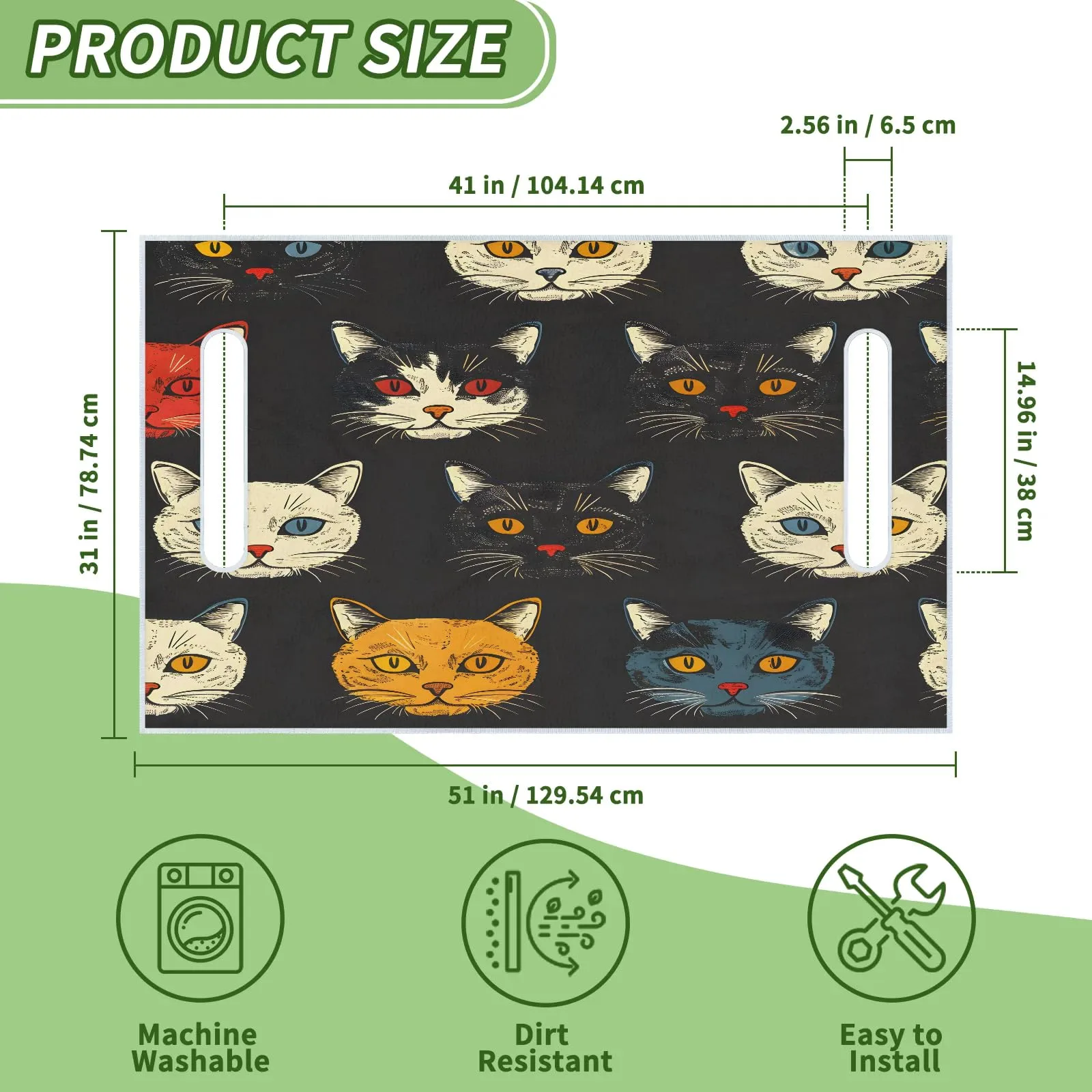 Tiveruda Black Cats Golf Cart Seat Cover - 51" x 31" image 2
