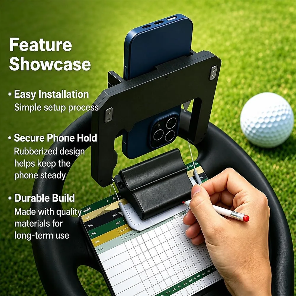 SADFGF Steering Wheel Phone & Scorecard Mount for Club Car Cafe Express 6 Passenger (2010-2026) image 3