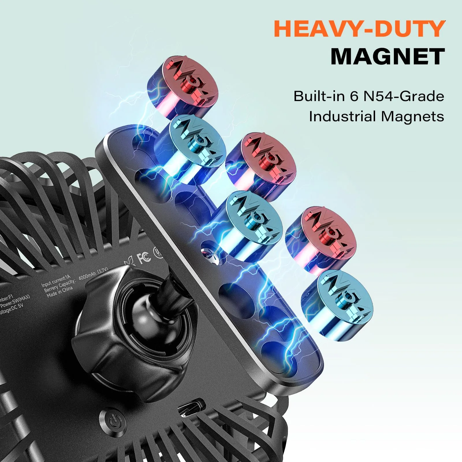 A2C WT-F1-M04X Rechargeable Portable Magnetic Golf Cart Fan — 2-Pack image 3