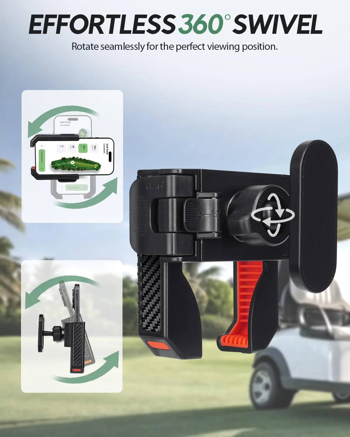 Tucotu Magnetic 360° Golf Cart Phone Holder Mount — Red image 3