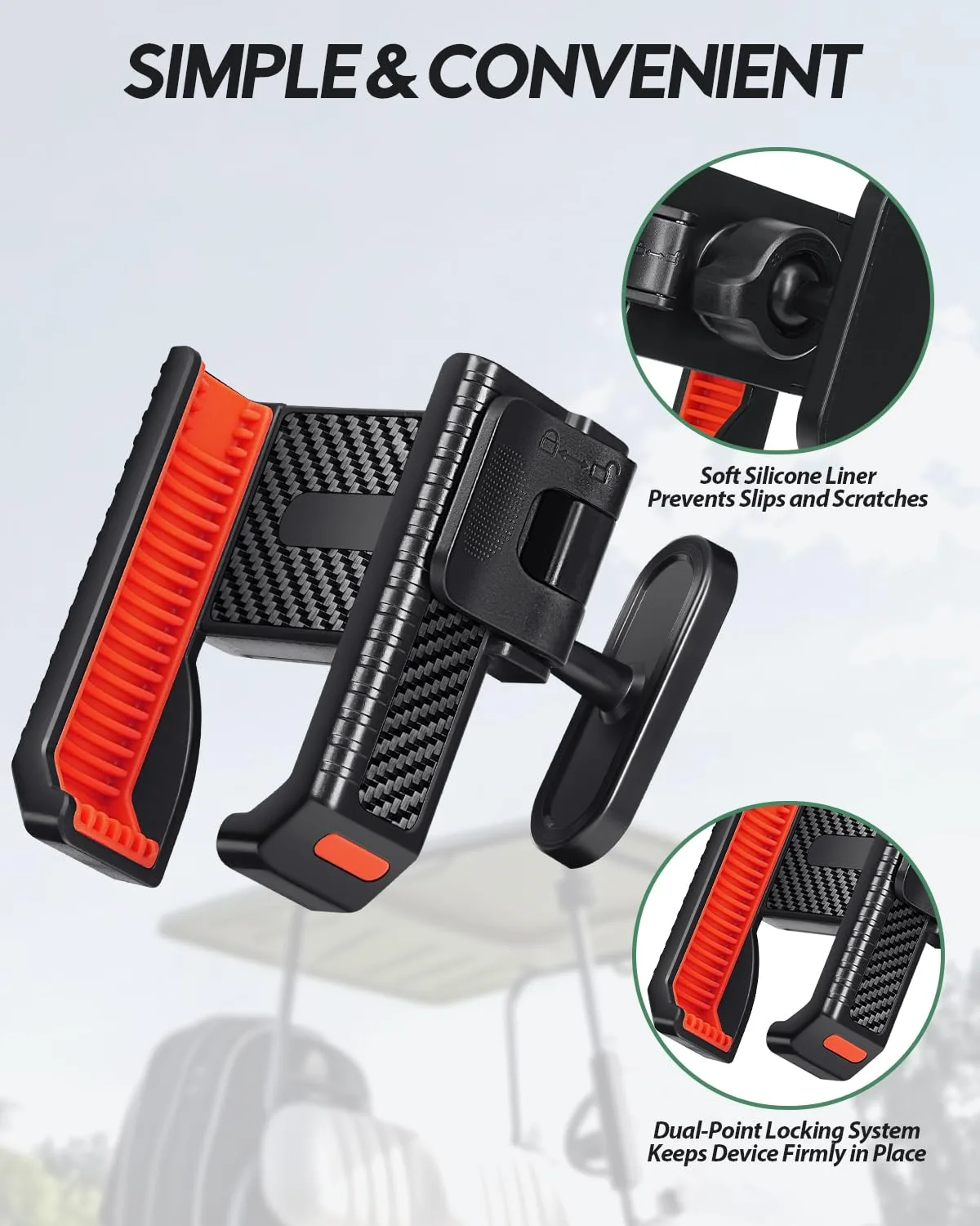 Tucotu Magnetic 360° Golf Cart Phone Holder Mount — Red image 4