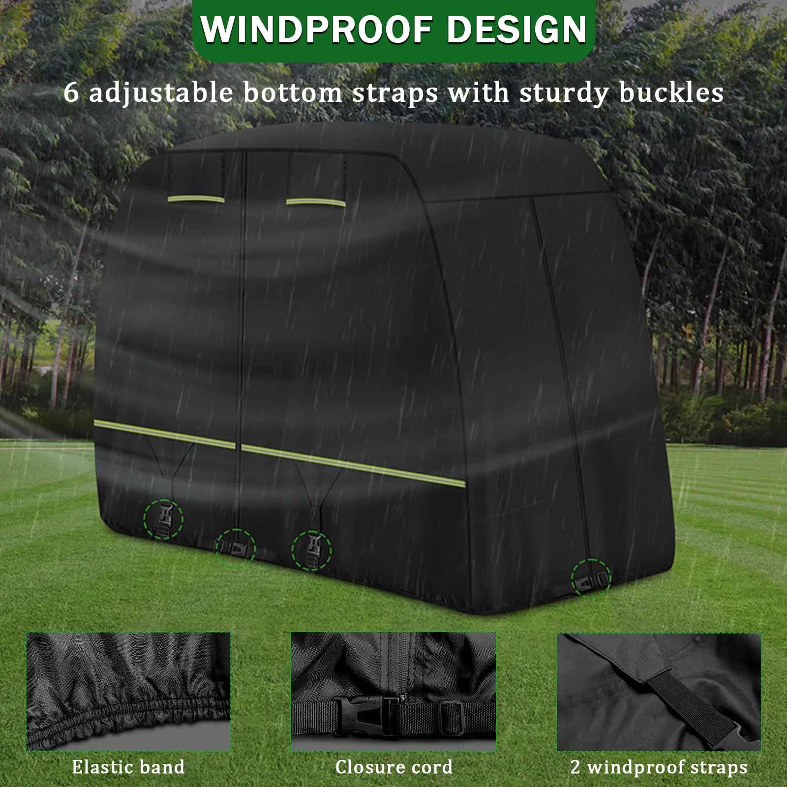 DFRDGFAG 420D Heavy Duty Golf Cart Cover for Advanced EV 2 Passenger (2016-2025) image 3