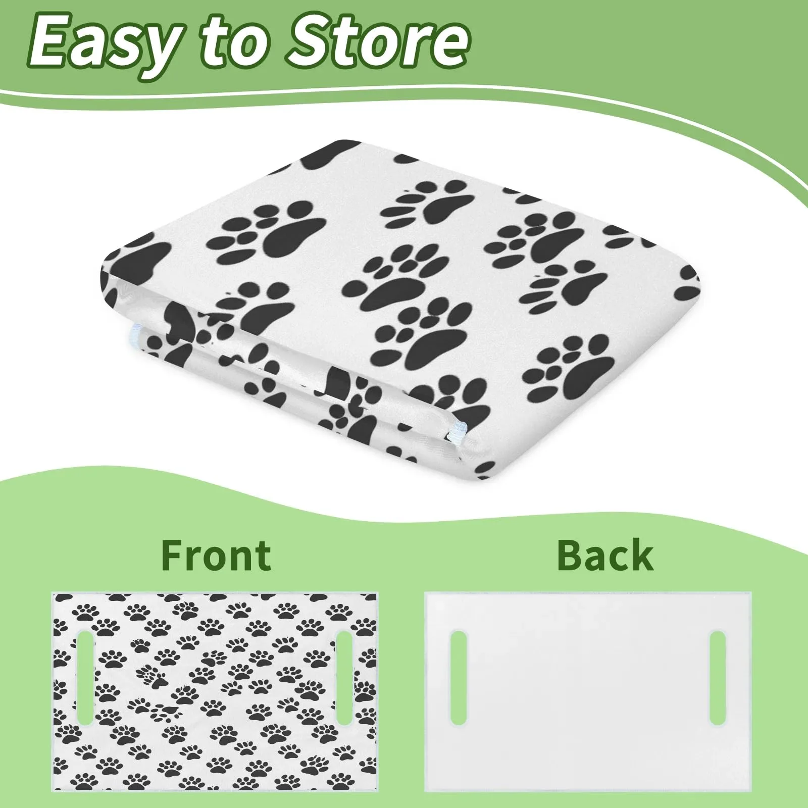 Tiveruda Black & White Paw Print Golf Cart Seat Cover — 51" x 31" image 4
