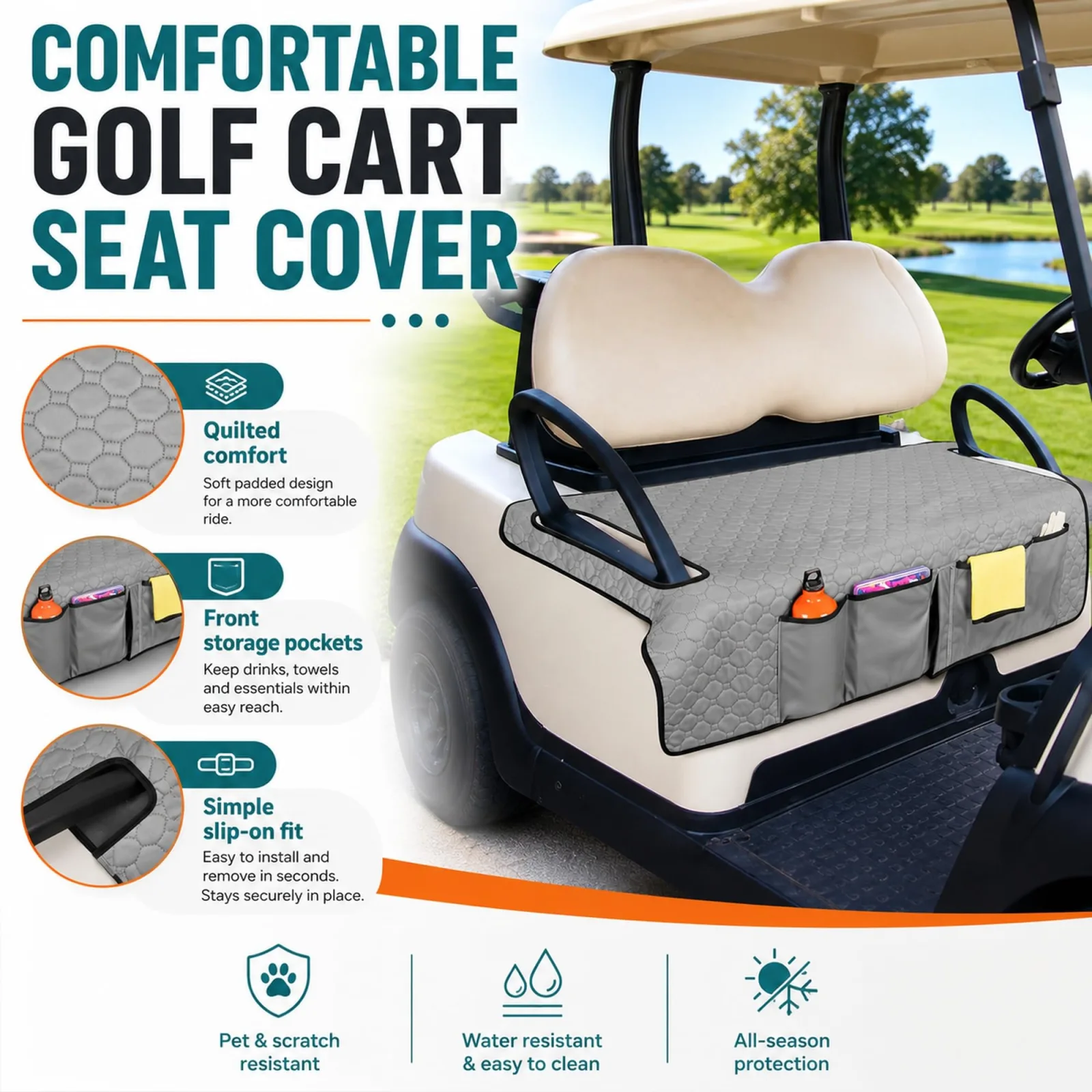 Generic Golf Cart Seat Cover for Cushman Hauler 800X 2-Passenger (2008-2025) image 2