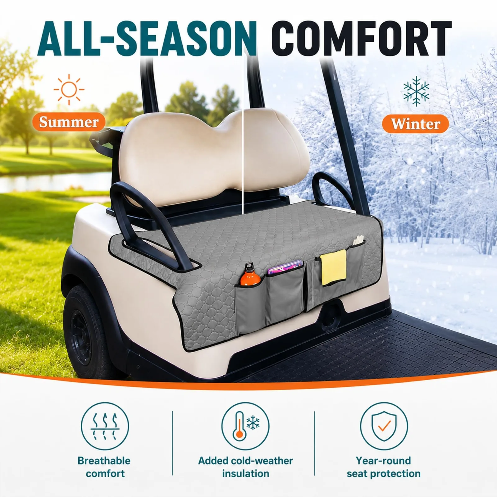 Generic Golf Cart Seat Cover for Cushman Hauler 800X 2-Passenger (2008-2025) image 3
