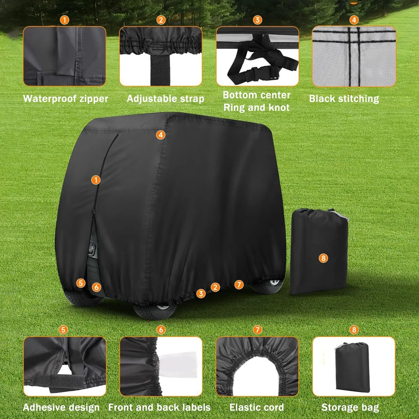 optrcn 420D Golf Cart Cover for Polaris GEM Ranger EV 2-Passenger (optrcn-10374266-AA) image 2