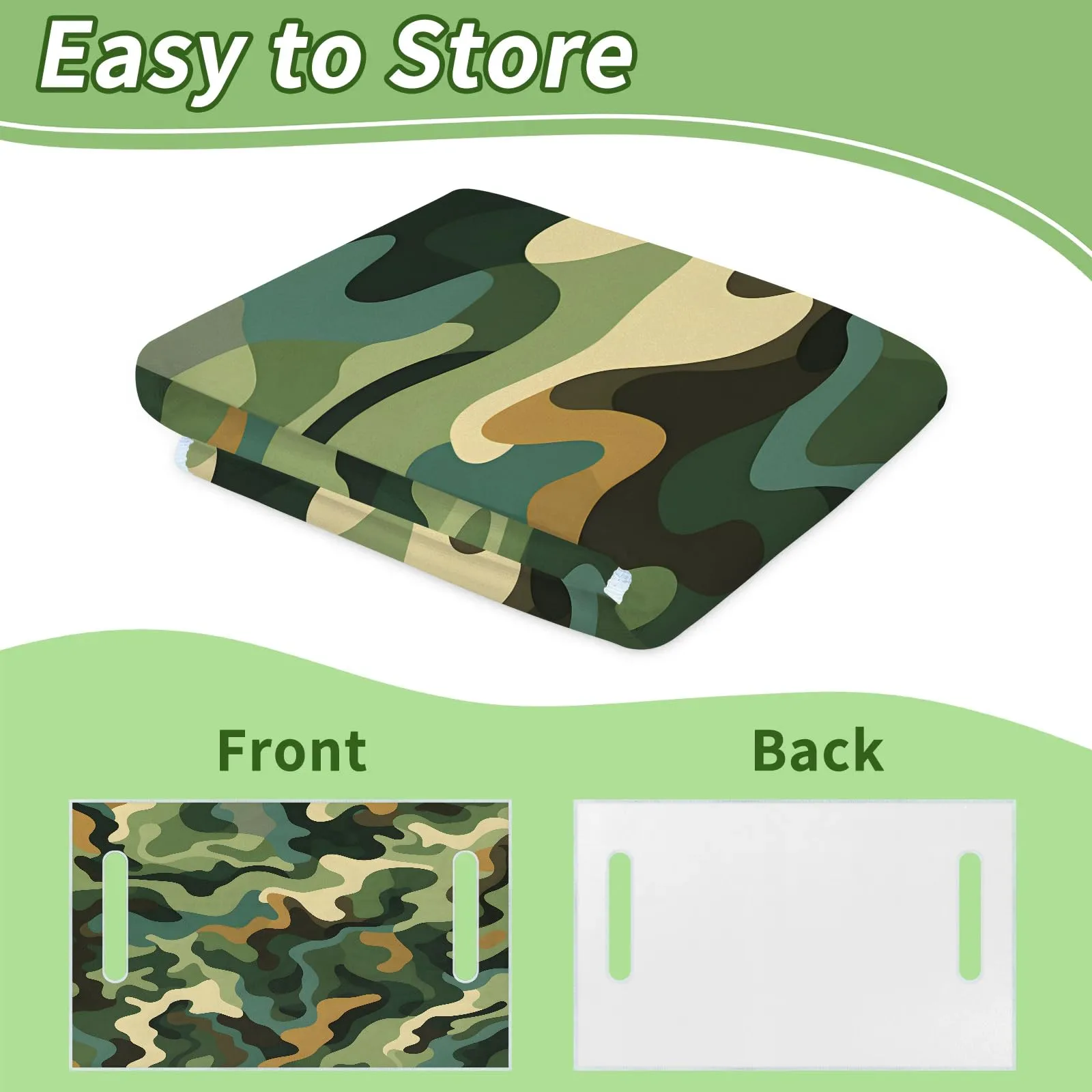 Abstract Green Camo Golf Cart Seat Covers Non-Slip Universal Towel Blanket for 2-Person Seats Golf Cart Accessories 51" x 31" image 4