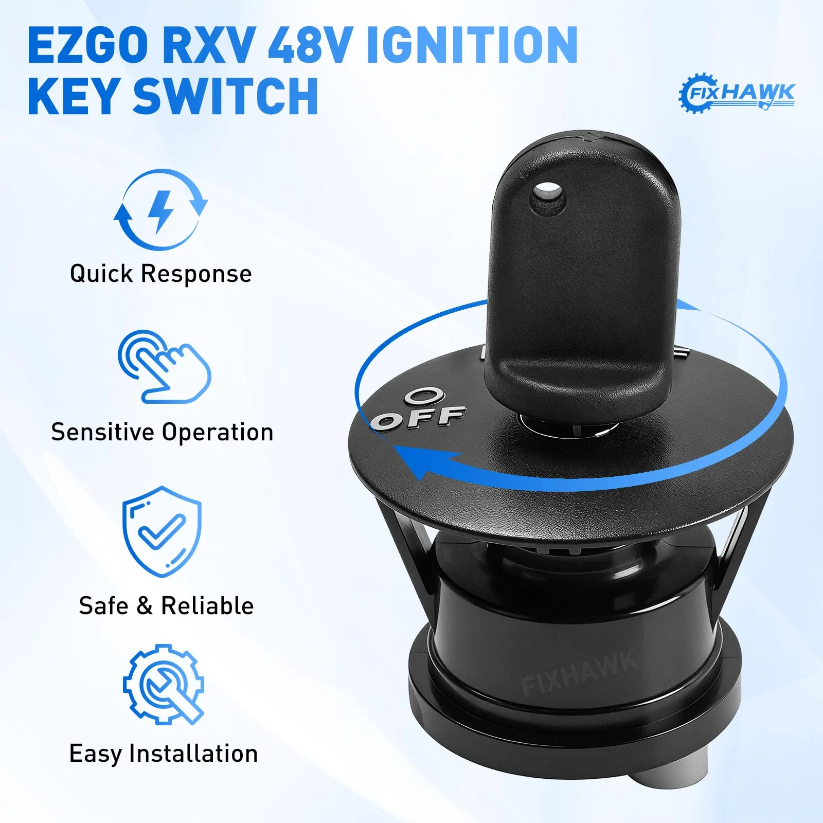 FIXHAWK EZGO RXV Ignition Switch with 2 Keys — MPN 605637 image 2