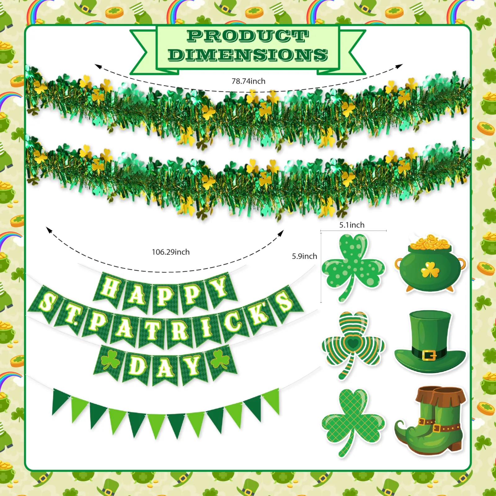 POSLIUE St. Patrick's Day Golf Cart Decorations Kit — 717089664435 image 2