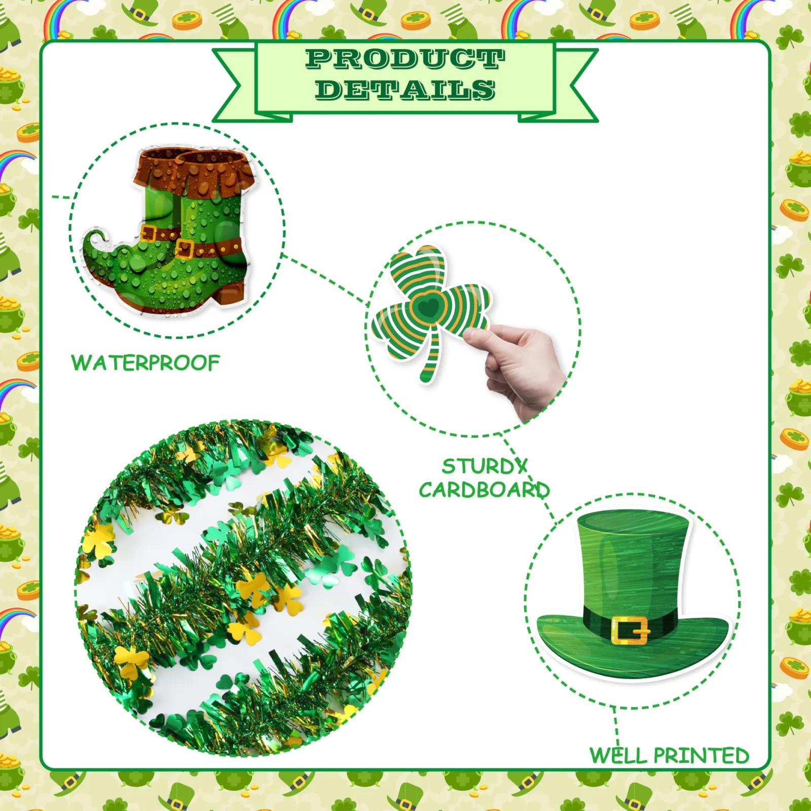 POSLIUE St. Patrick's Day Golf Cart Decorations Kit — 717089664435 image 3