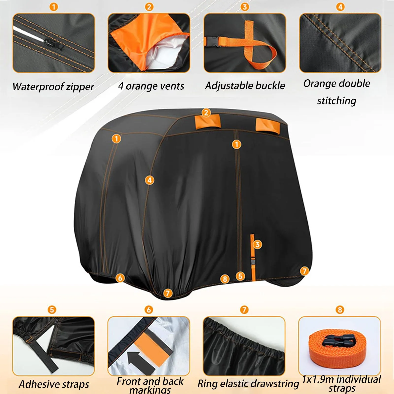 YYBDLC Golf Cart Cover for LVTONG Patrol Vehicle 2022–2026 — 420D Oxford image 4