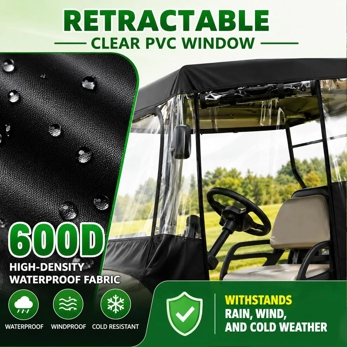 Vsjtzlkdp 600D Golf Cart Enclosure for E-Z-GO Freedom RXV (2008-2025) image 2