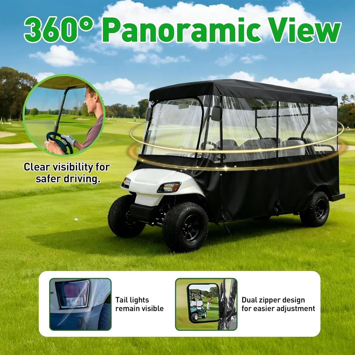 Vsjtzlkdp 600D Golf Cart Enclosure for E-Z-GO Freedom RXV (2008-2025) image 3