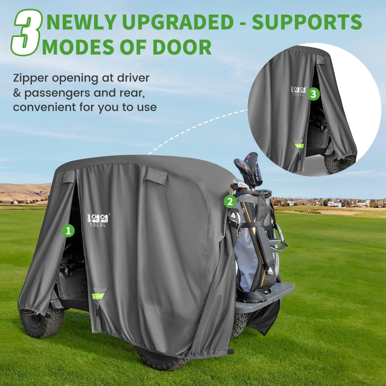 10L0L 650D Heavy-Duty Golf Cart Cover 112"×50"×73" — Fits 2/4-Seat Yamaha, E-Z-GO, Club Car image 4