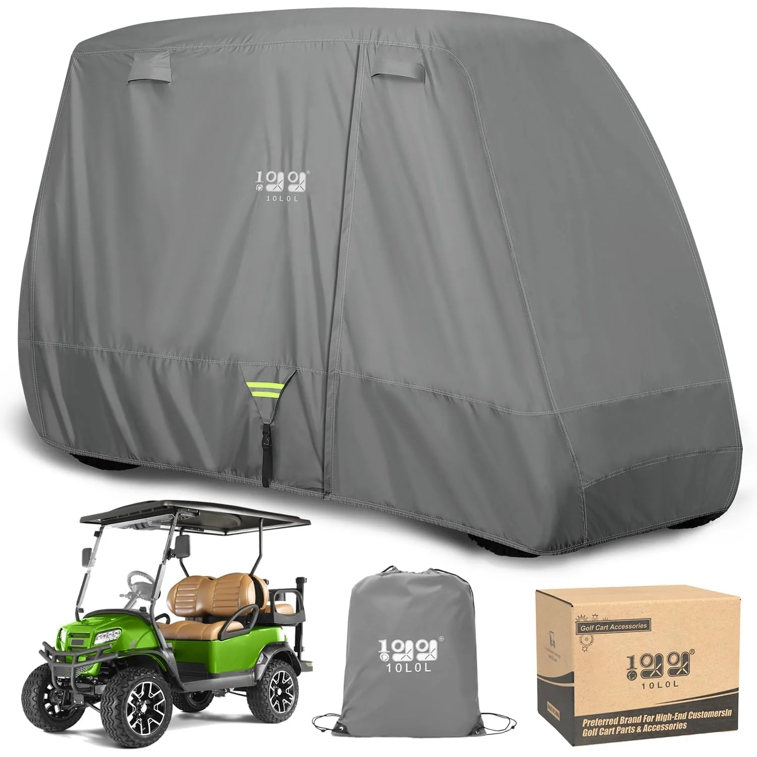 10L0L 650D Heavy-Duty Golf Cart Cover 112"×50"×73" — Fits 2/4-Seat Yamaha, E-Z-GO, Club Car
